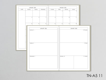 Travelers Notebook inserts - Weekly Monthly Refill (A5 Size) / TN-A5-11