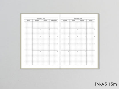 Travelers Notebook Monthly Insert (A5 Size) / TN-A5-16m