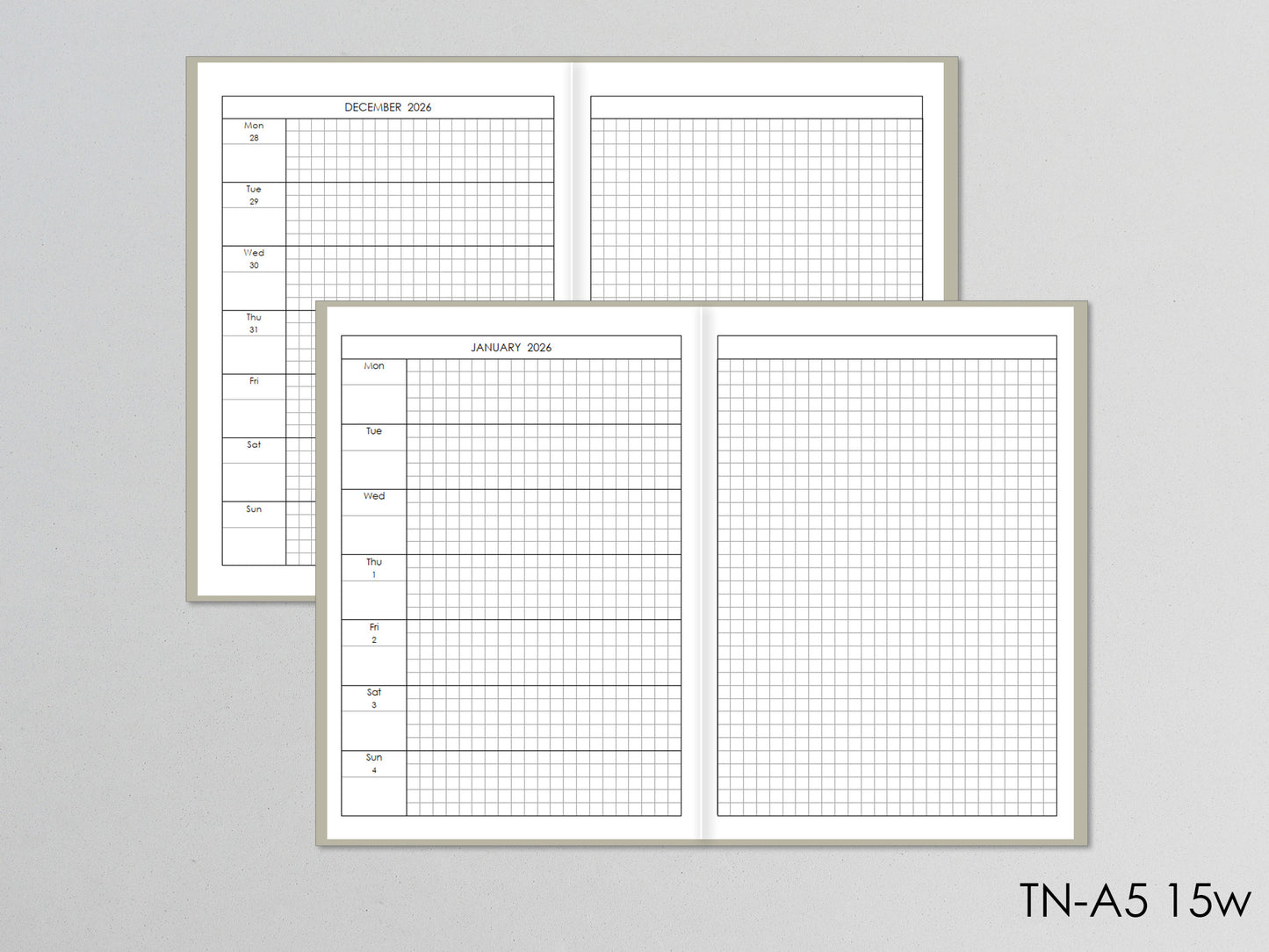 Travelers Notebook Weekly Inserts - TN Refill Hobonichi style (A5 size)