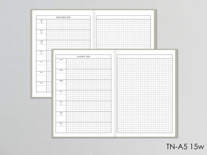 Travelers Notebook Weekly Inserts - TN Refill Hobonichi style (A5 size)