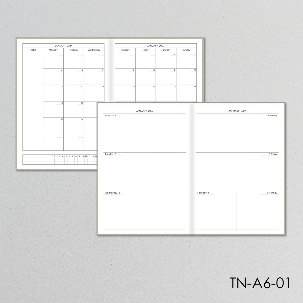 Traveler's Notebook Inserts Monthly and Weekly (A6 Size) / TN-A6-01