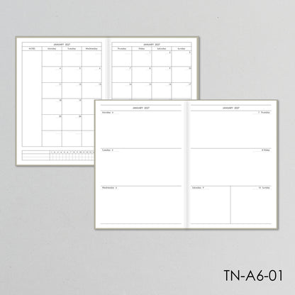 Traveler's Notebook Inserts Monthly and Weekly (A6 Size) / TN-A6-01