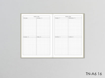 Weekly Traveler's Notebook Inserts (A6 Size) / TN-A6-16w