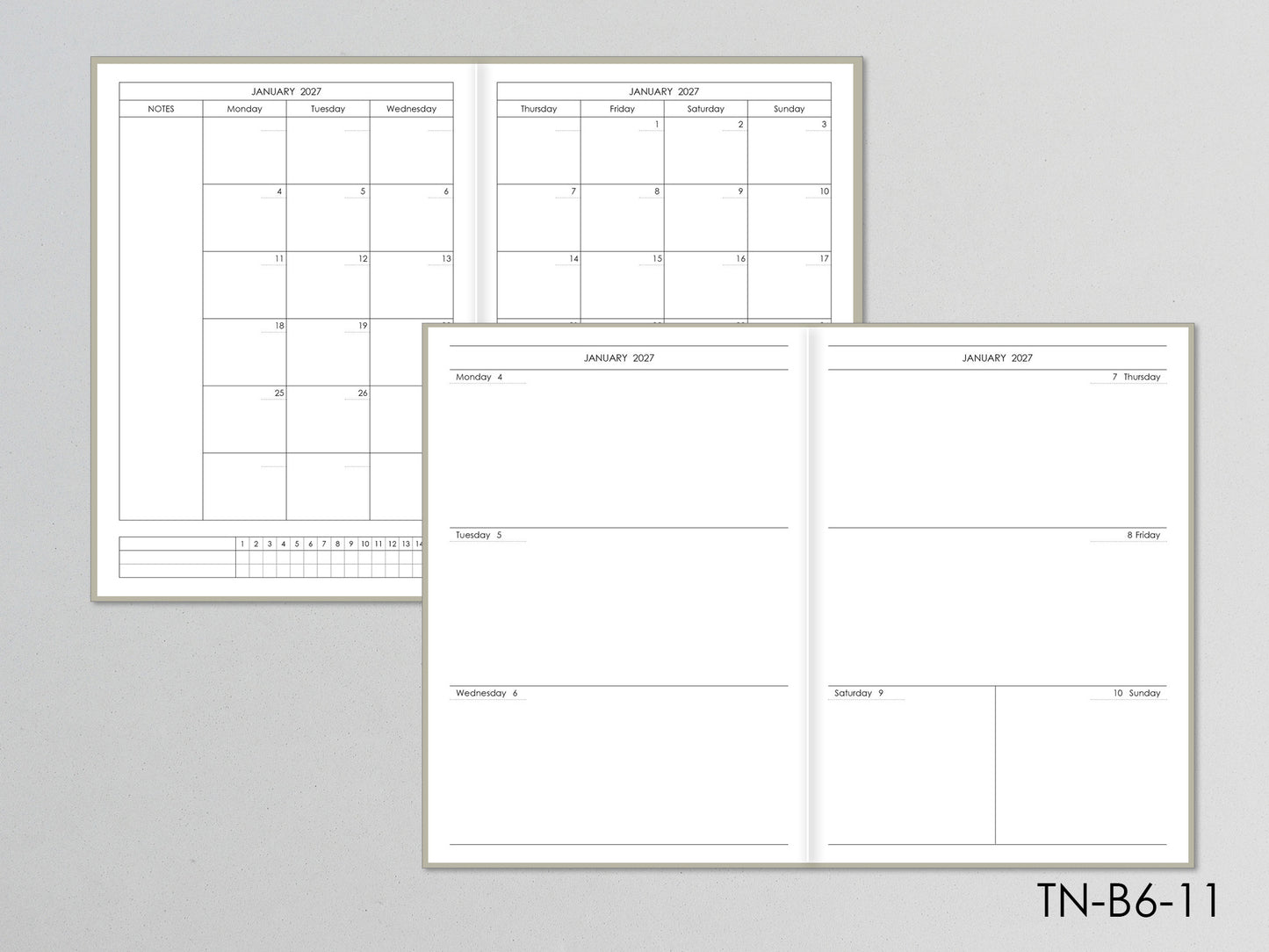 Travelers Notebook Inserts - Weekly Monthly Refill (B6 Size) / TN-B6-11