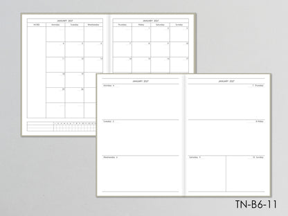 Travelers Notebook Inserts - Weekly Monthly Refill (B6 Size) / TN-B6-11