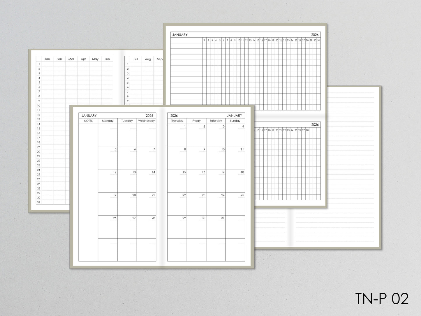Travelers Notebook Inserts - Monthly Planner And Habit Tracker (Personal size) / TN-P-02