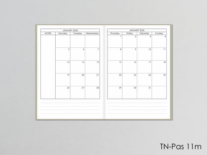Monthly Traveler's Notebook Planner Insert  (Passport Size) / TN-Pas-11m