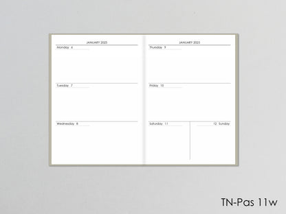Traveler's Notebook Inserts - Monthly Weekly refill (Passport Size) / TN-Pas 11w