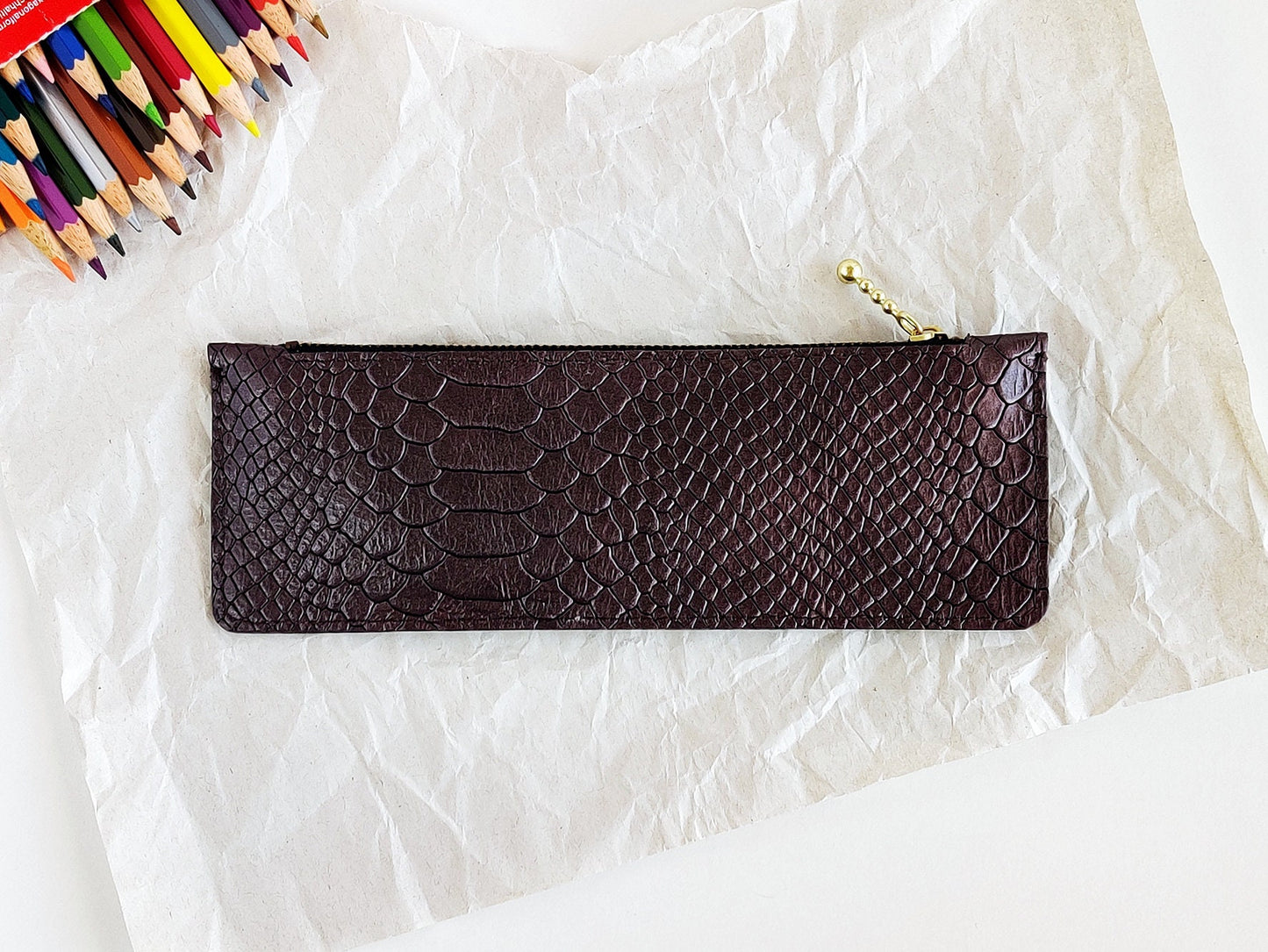 Bron leather pencil case