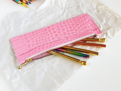 Zipper Pen case - Pink pen holder