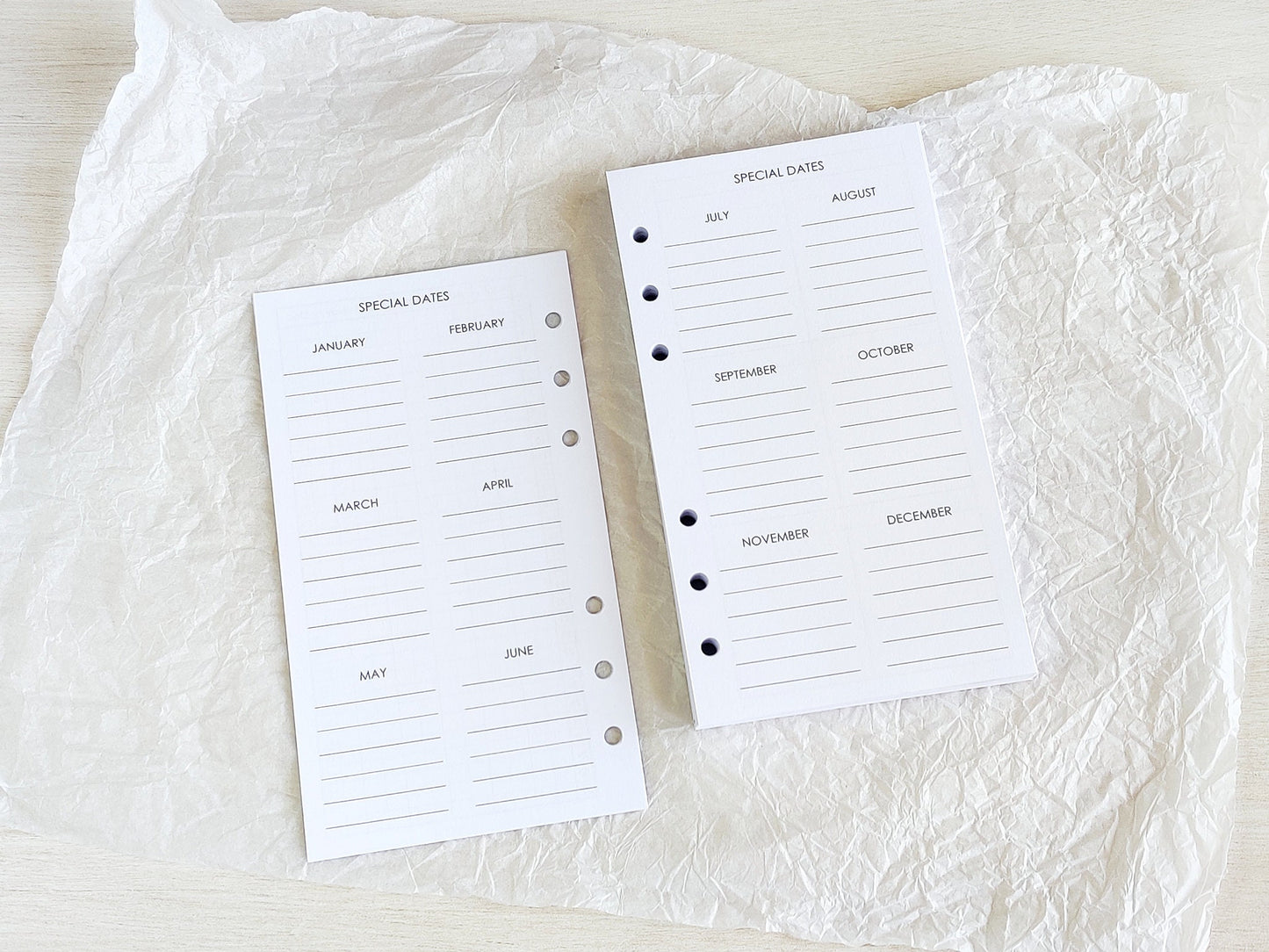 Monthly, Weekly Planner Inserts - Ring Binder Refill Bundle (Personal Size)