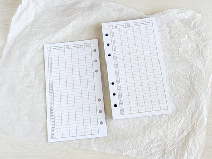 Monthly, Weekly Planner Inserts - Ring Binder Refill Bundle (Personal Size)