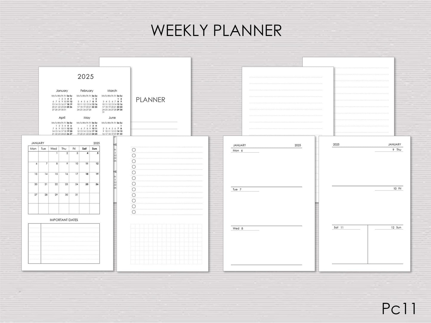 6-Ring Planner Inserts - Monthly And Weekly (Pocket Size) / Pc-11