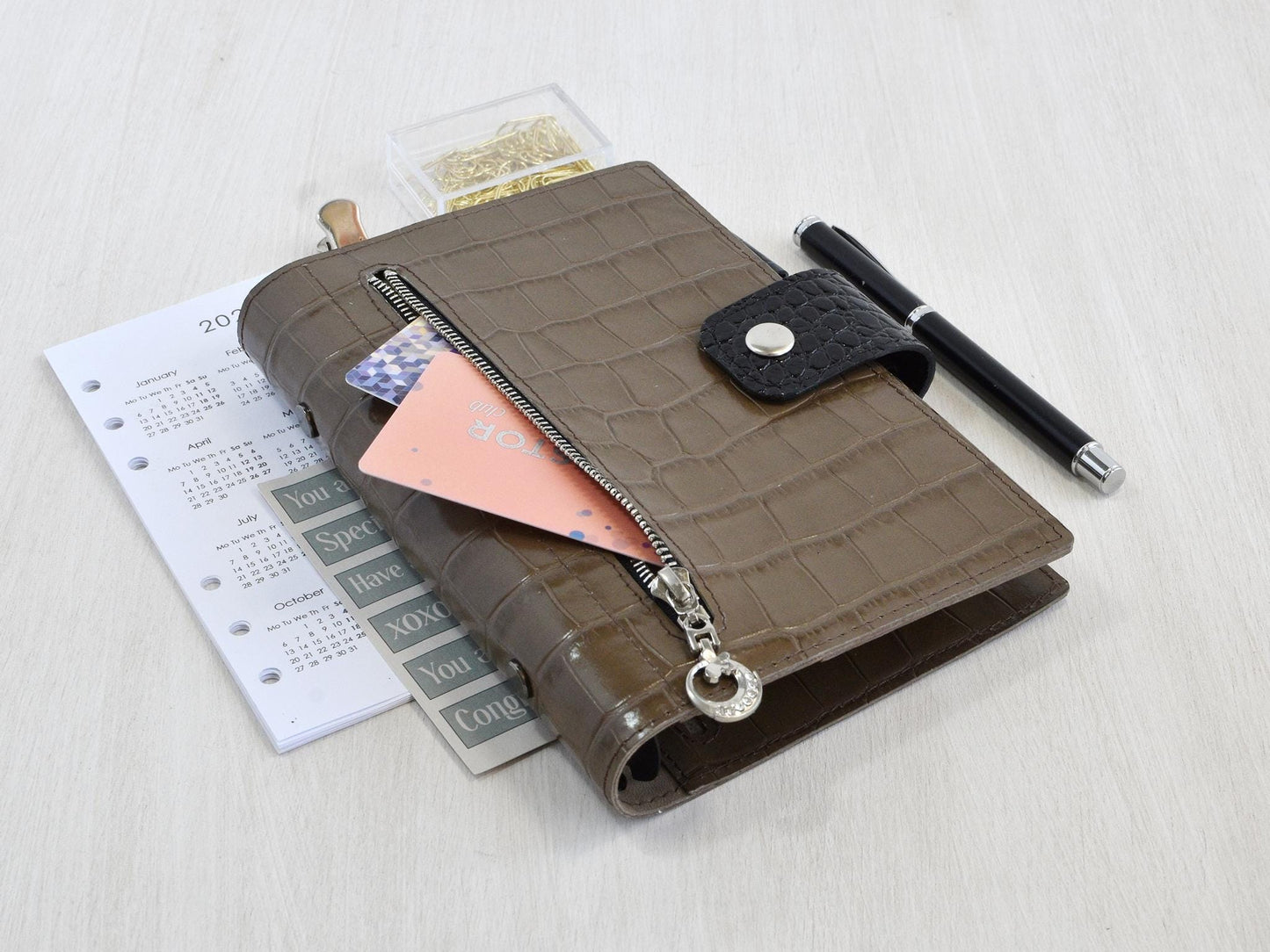 Leather Notebook Binder - 6-ring Organizer (Personal size)