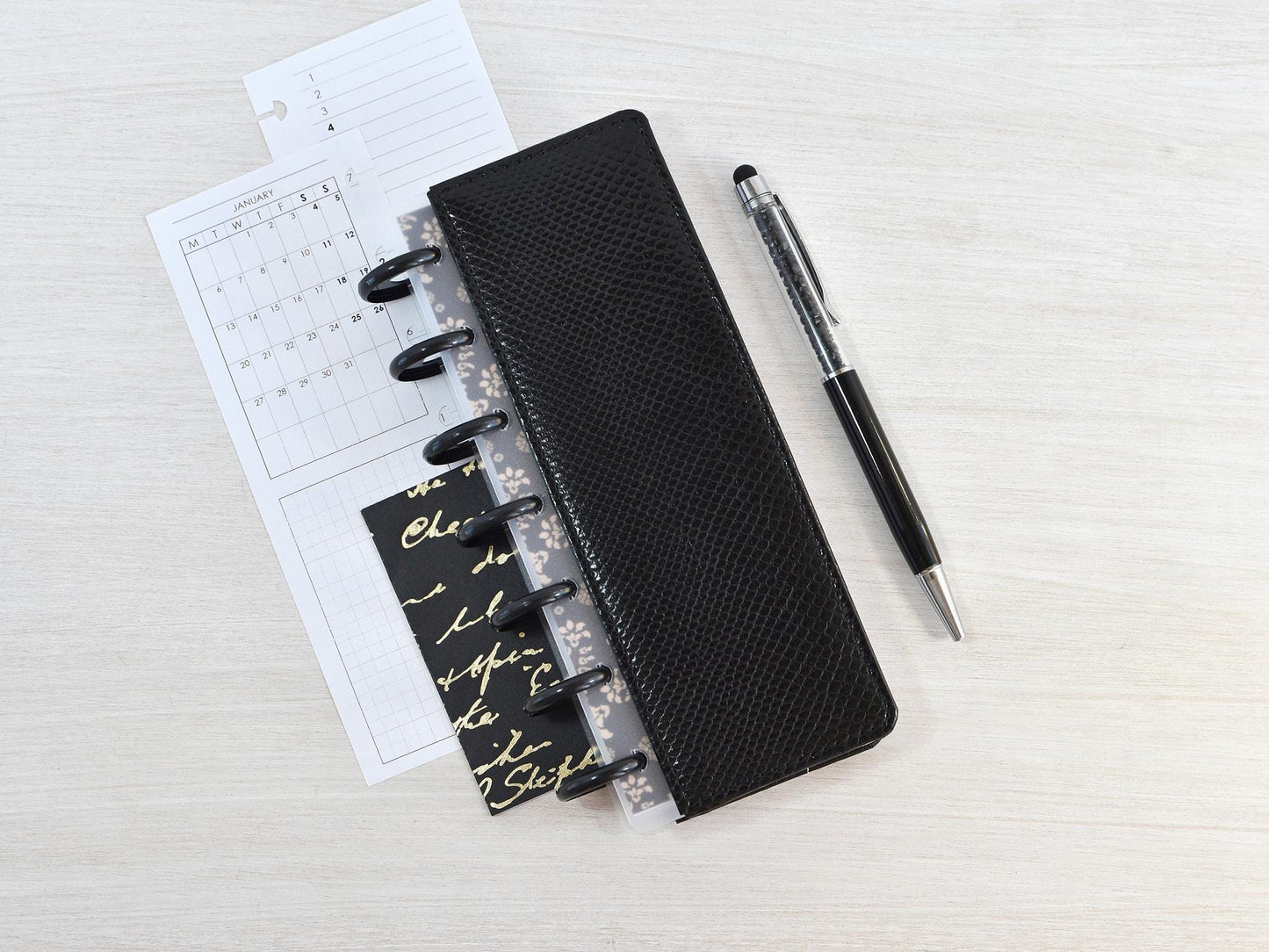 Discbound Planner Notebook - Faux Leather Cover (HP Skinny Mini size)