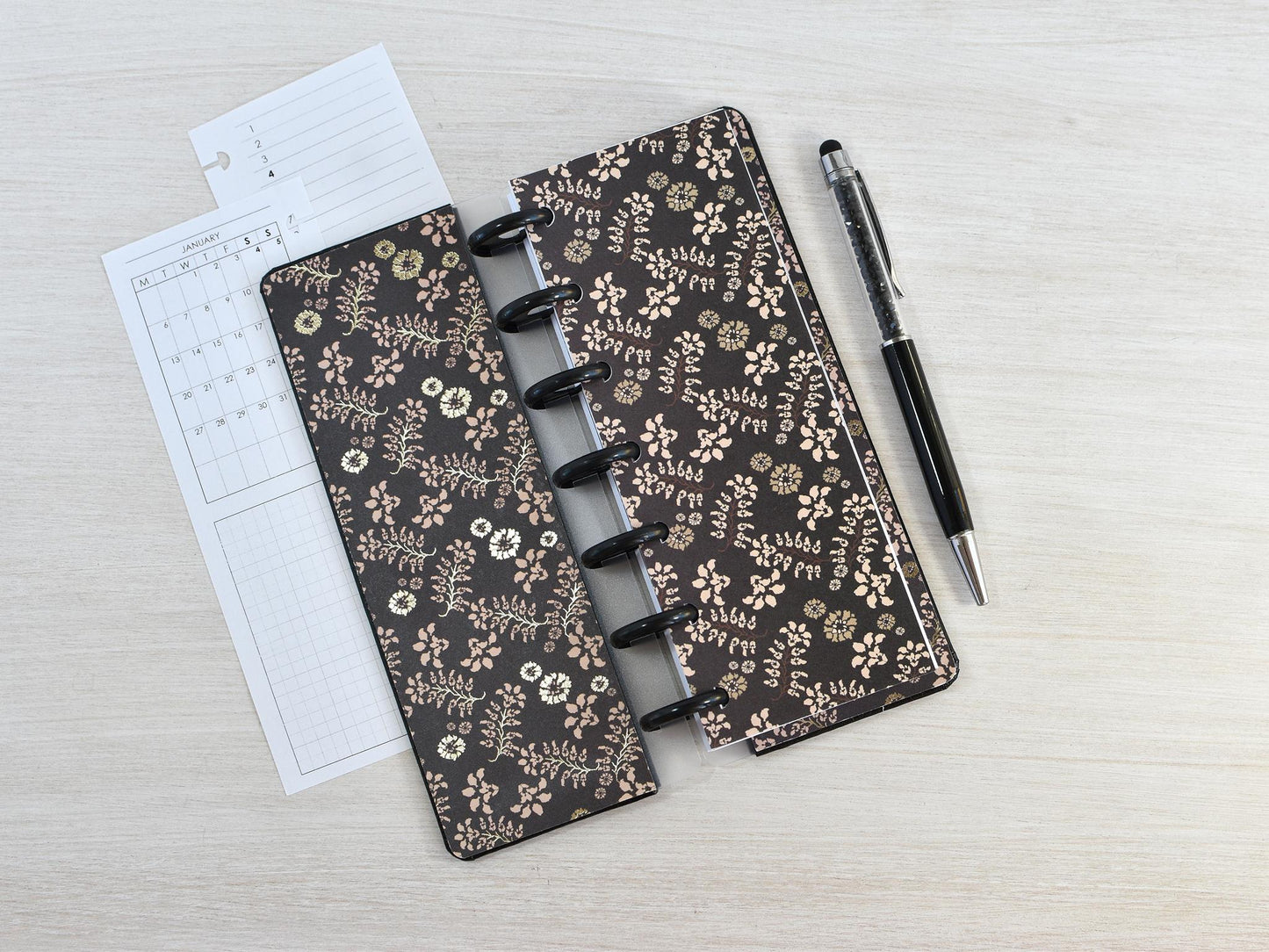 Discbound Planner Notebook - Faux Leather Cover (HP Skinny Mini size)
