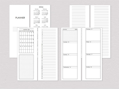 Monthly and Weekly Inserts - Disc Planner Refill (HP Skinny Mini Size)