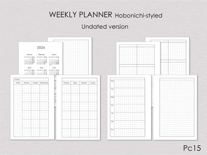 Pages for pocket planner, undated, hobonichi-styled