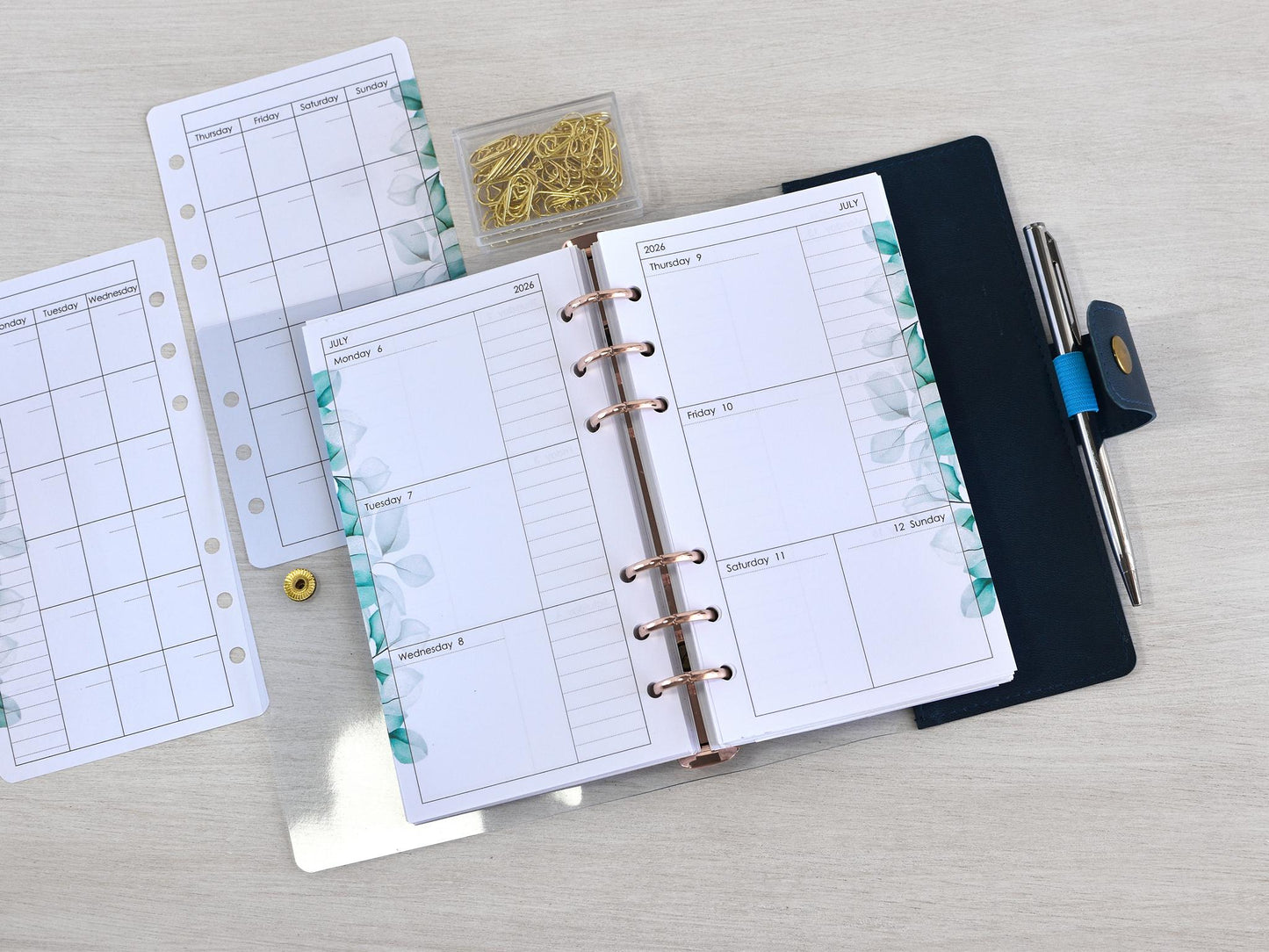 Ring Planner Notebook Inserts Set - Monthly And Weekly Refill (Personal Size) / P05