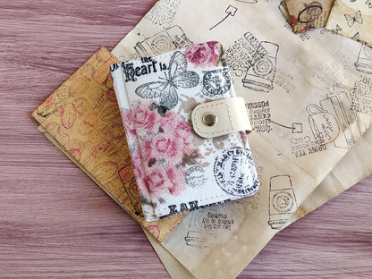 Small vintage-styled fabric notebook (A7 size)