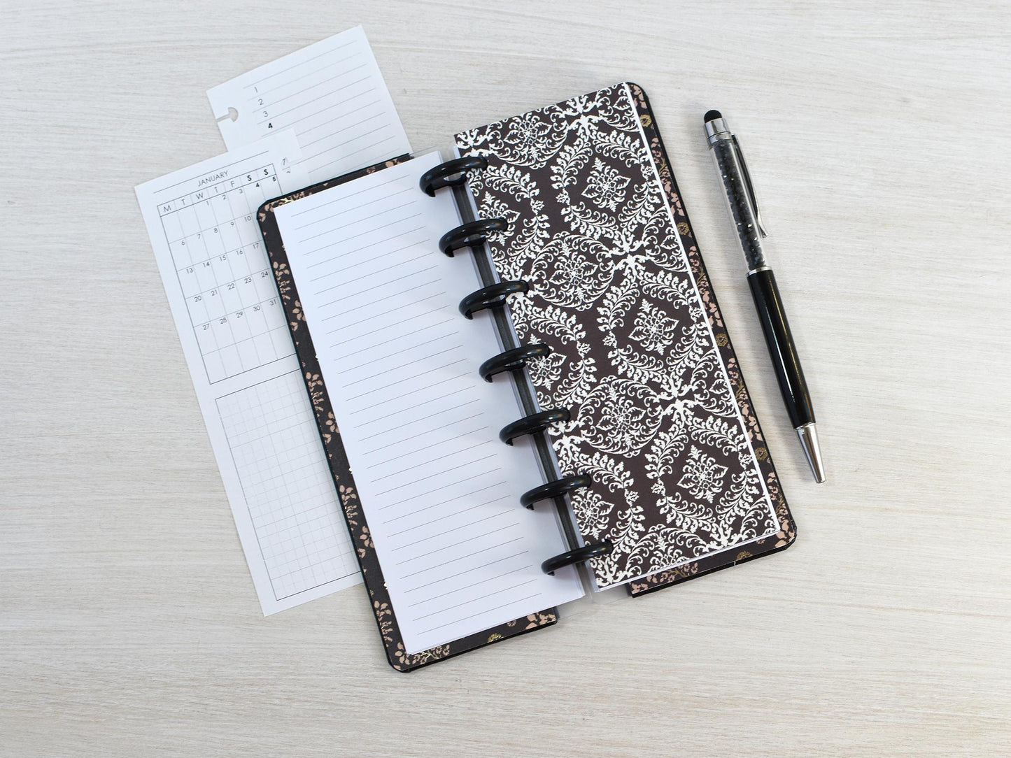 Discbound Planner Notebook - Faux Leather Cover (HP Skinny Mini size)