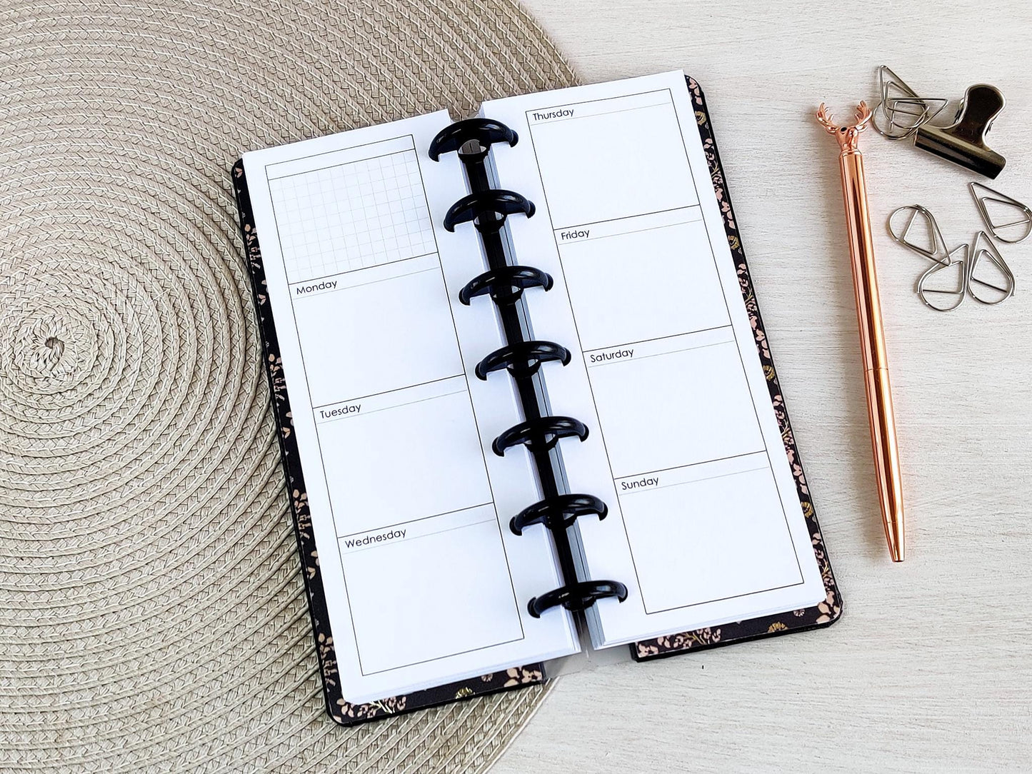 Monthly and Weekly Inserts - Disc Planner Refill (HP Skinny Mini Size)