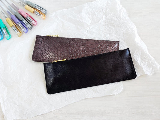 leather pen case with zipper