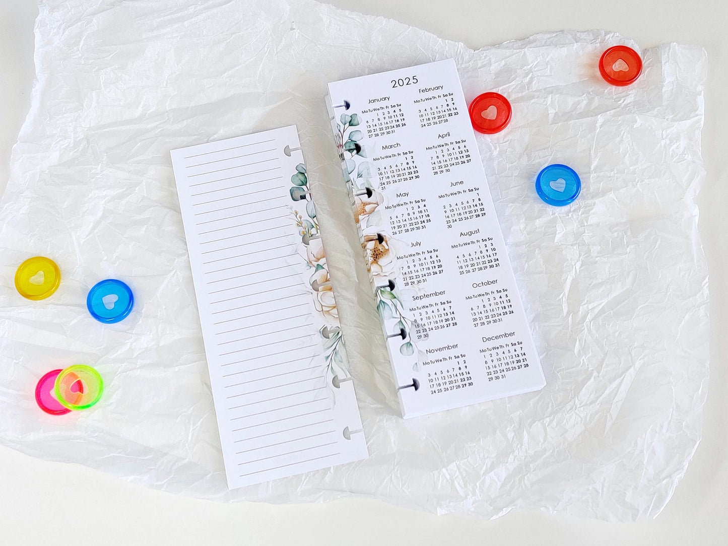 Monthly And Weekly Inserts - Disc Planner Refill (HP Skinny Mini Size)