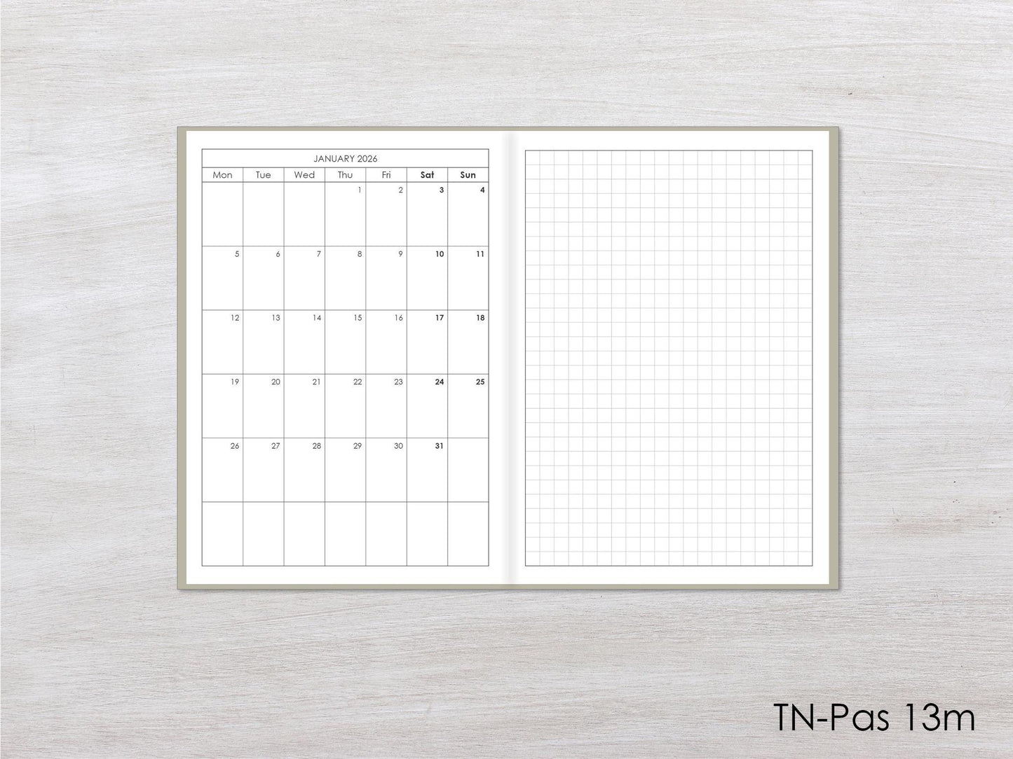 Travelers notebook monthly pages