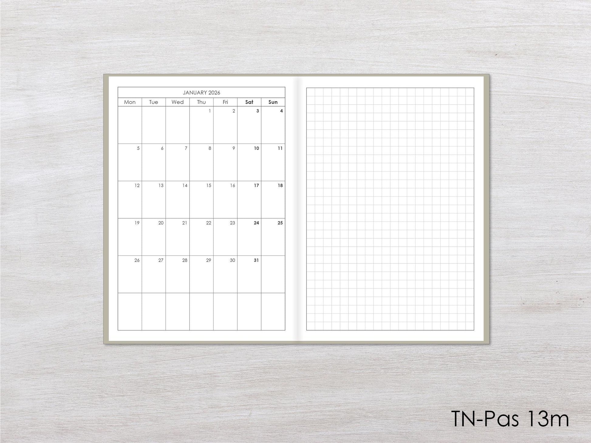 Travelers notebook monthly pages