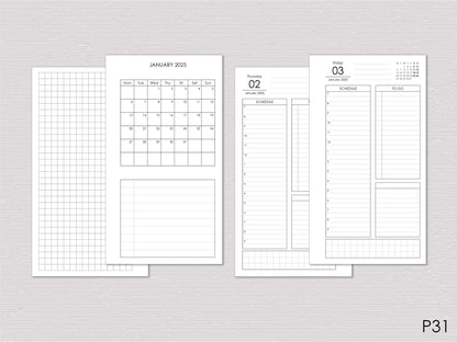 Daily Planner Inserts - Refill for Ring Notebook (Personal size) / P31