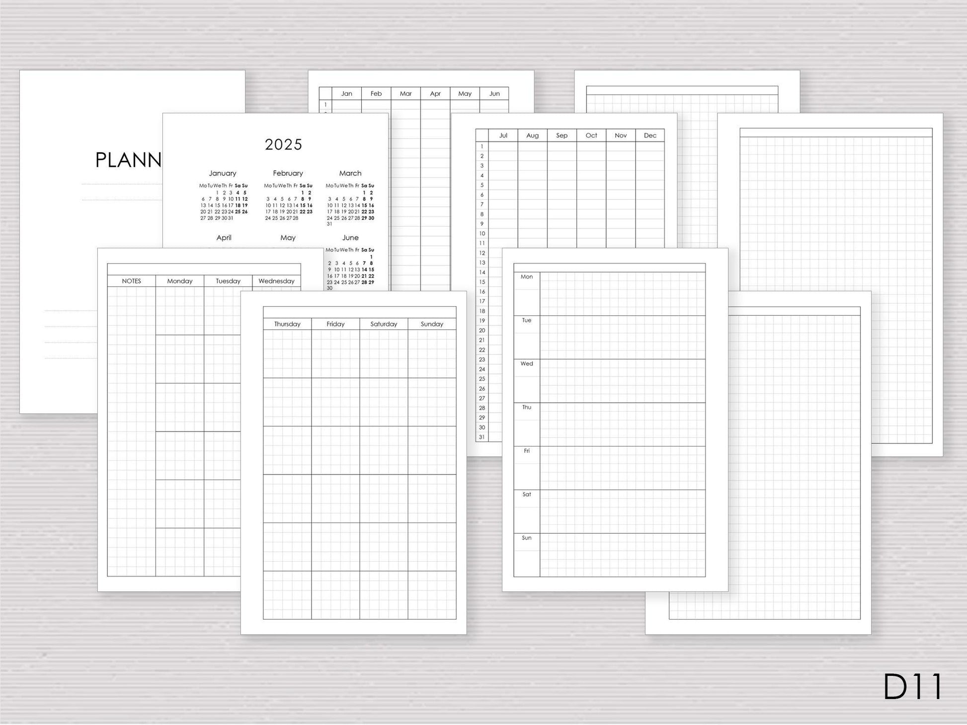 Happy Planner pages weekly and monhly Hobonichi styled