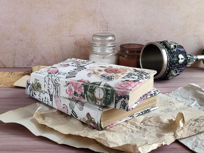 Vintage-styled notebook - Fabric covered journal (B6, A6 size)