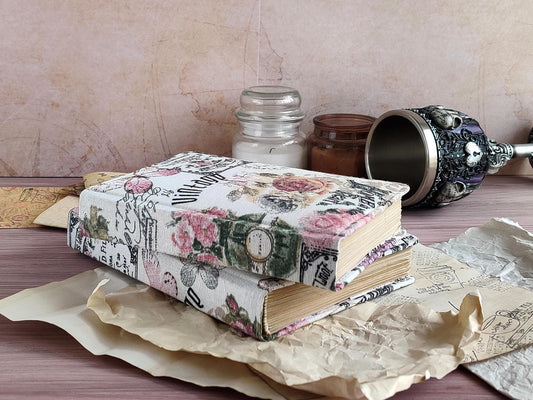 Vintage-styled notebook - Fabric covered journal (B6, A6 size)