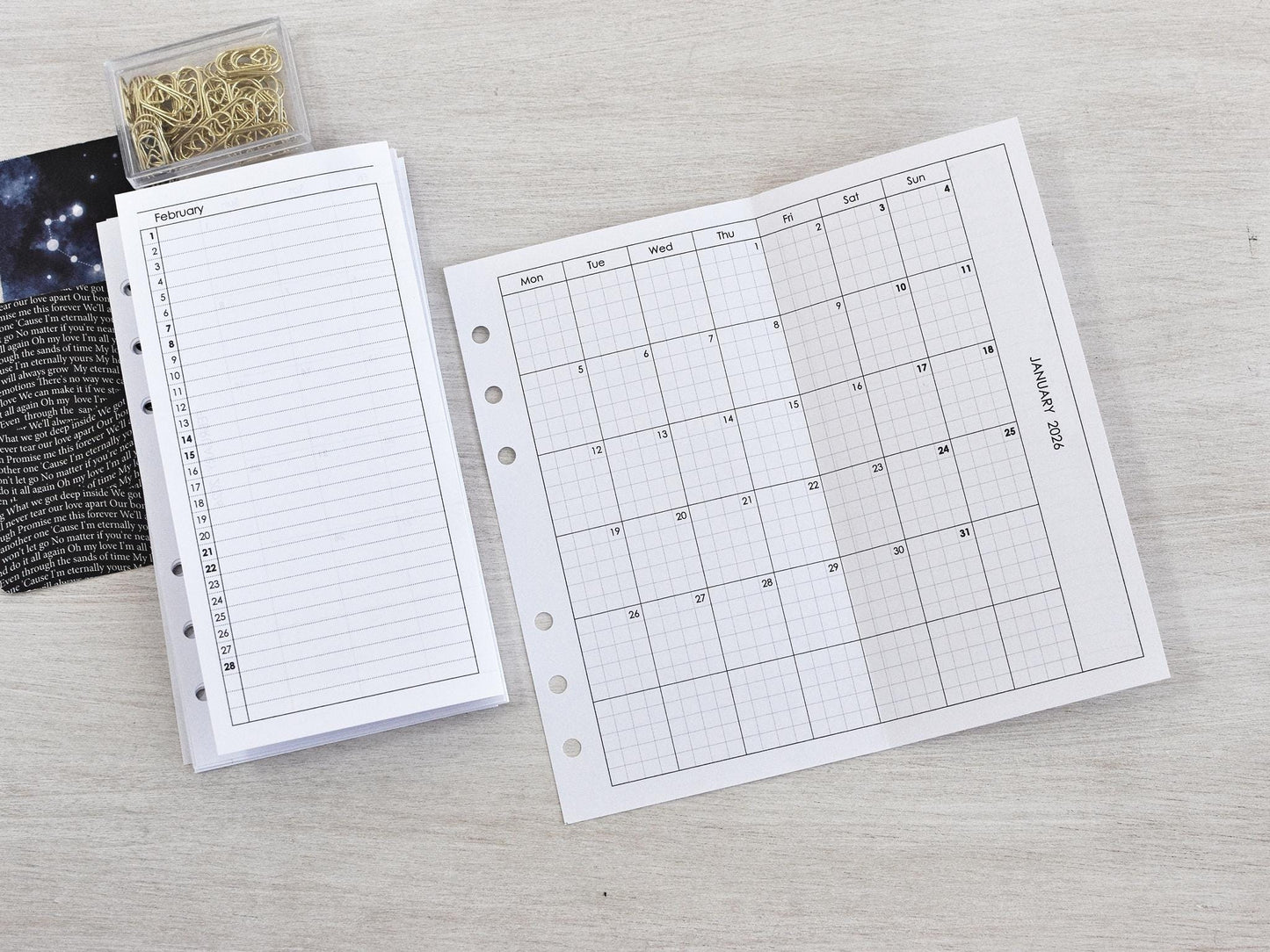 Monthly Fold Out Inserts for Ring Planner (Personal Size) / P20
