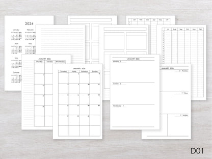 Monthly Weekly Inserts - Disc Planner Refill (HP Mini Size)