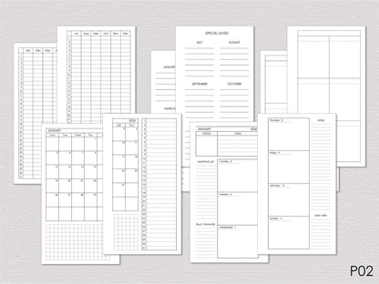 Ring Planner Inserts - Monthly And Weekly Notebook Refill (Personal size) / P02