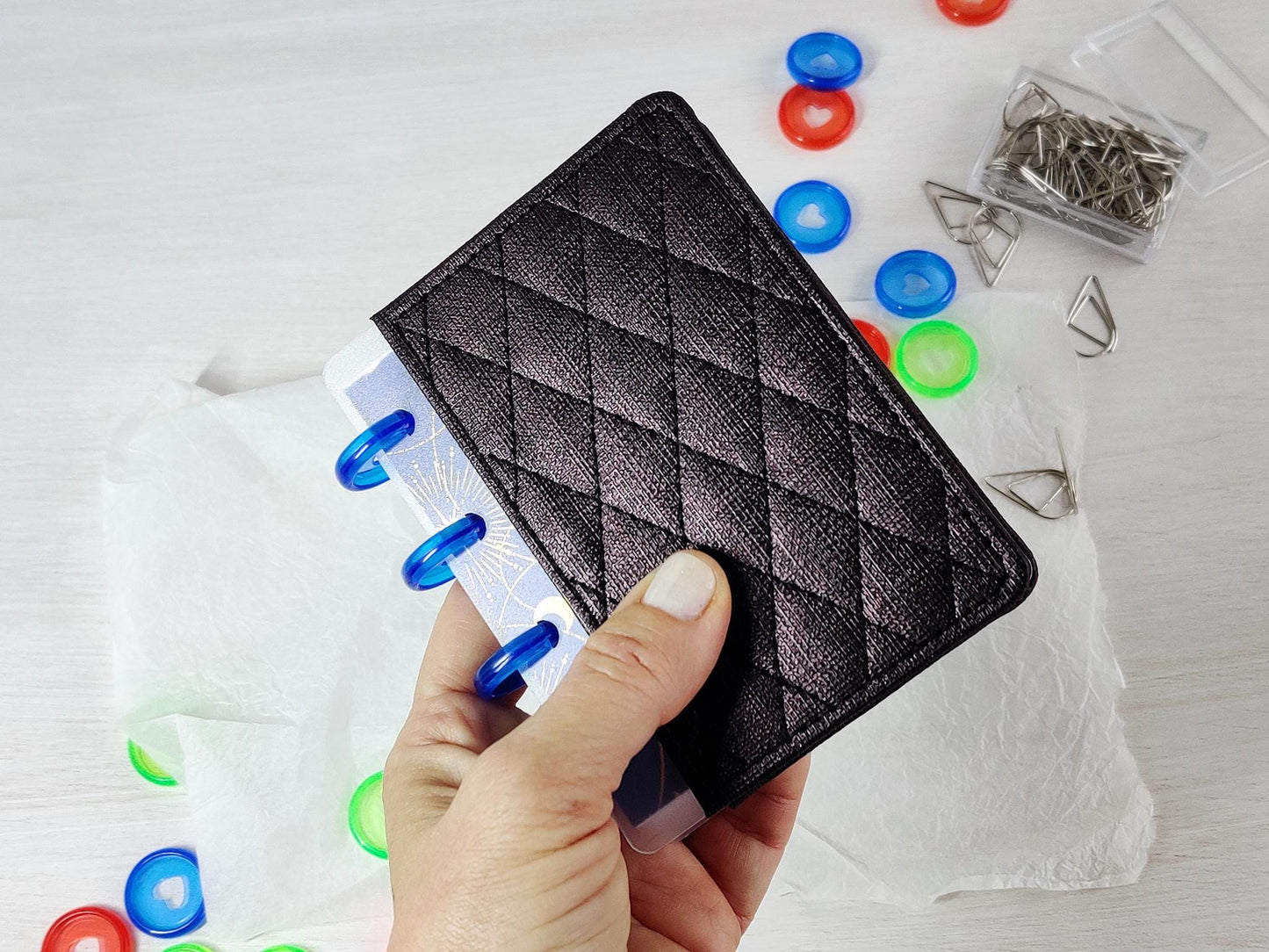 Discbound Planner Notebook - Quilted Faux Leather Cover (HP Micro size)
