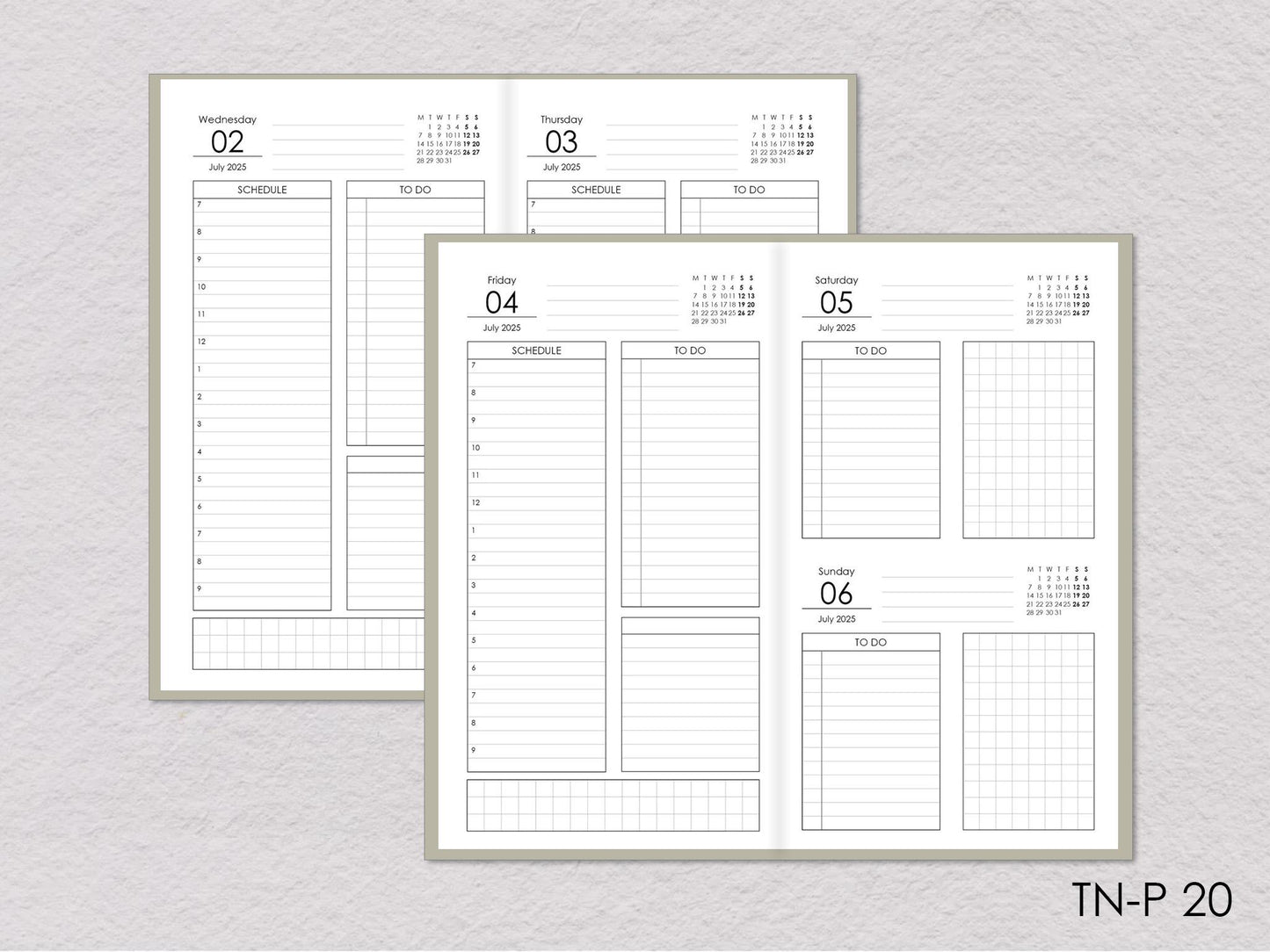 Daily Planner Inserts - Travelers Notebook (Personal Size)