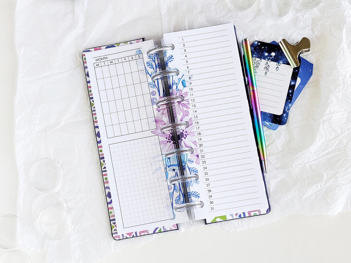 Monthly and Weekly Inserts - Disc Planner Refill (HP Skinny Mini Size)