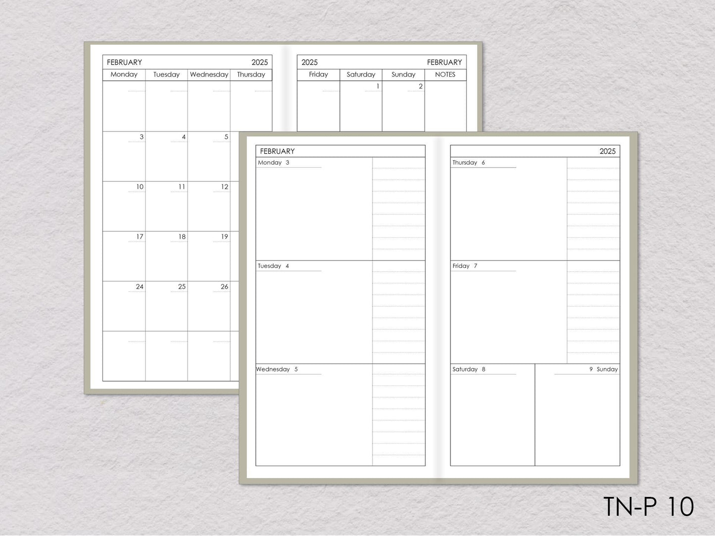 Travelers Notebook Planner Inserts - Monthly and Weekly (Personal size)