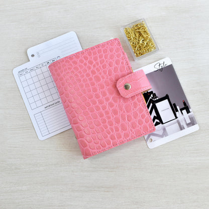 Leather Ring Binder - Pink Notebook Organizer (Pocket Size)