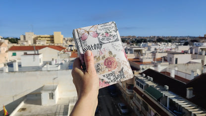 Vintage-styled notebook - Fabric covered journal (B6, A6 size)